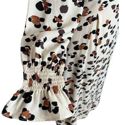 Printed Long Sleeve Midi Dress