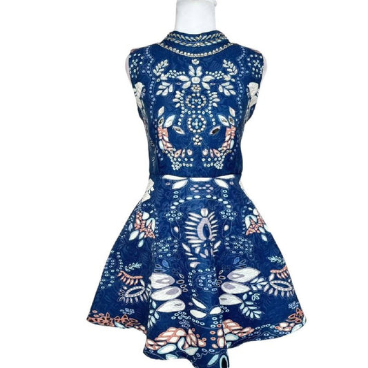 Floral Embellished Skater Dress