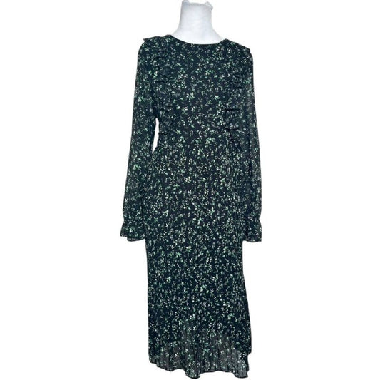 Ruffled Patterned Midi Dress