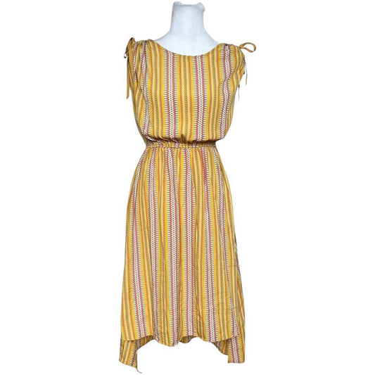 Yellow Boho Striped Sleeveless Midi