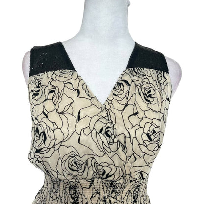 Floral Mesh Contrast Sleeveless
