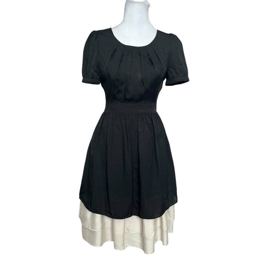 Classic Black Dress Cream Hem