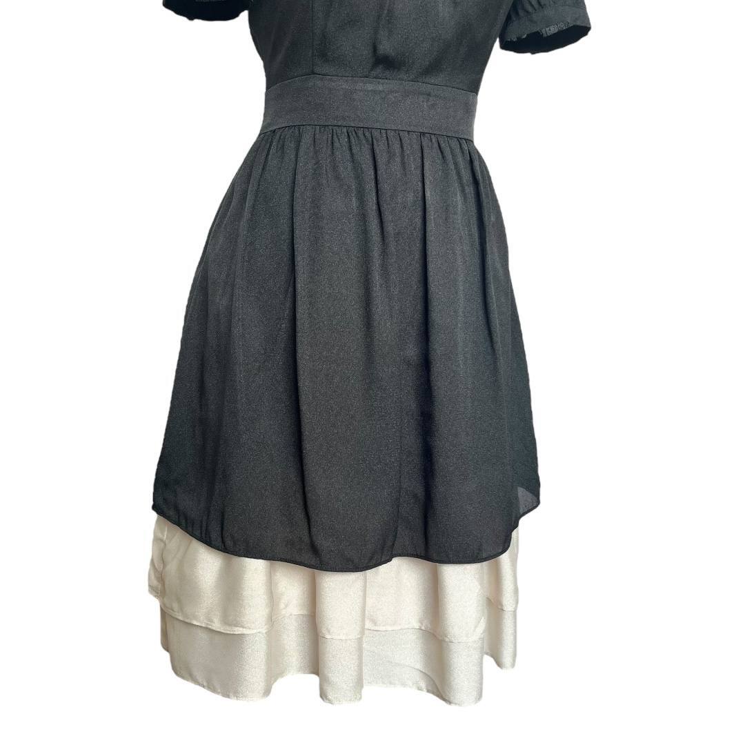 Classic Black Dress Cream Hem