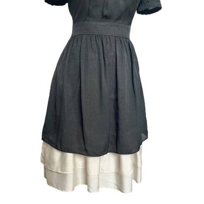 Classic Black Dress Cream Hem
