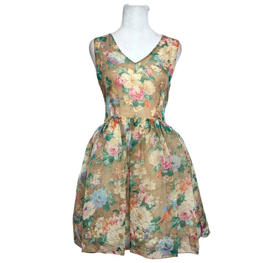 Floral V-Neck Flare Dress