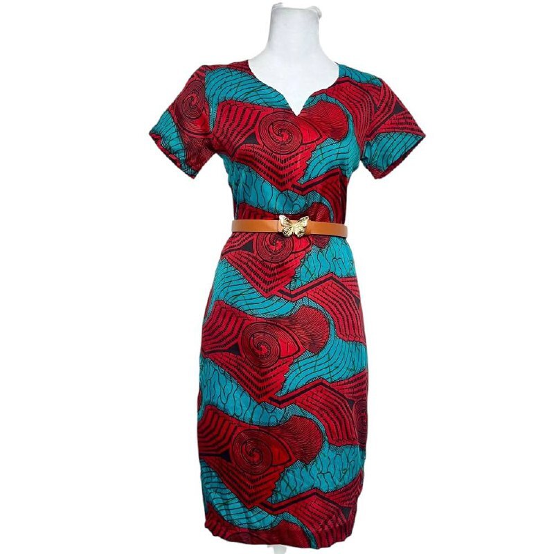 Red African Print Dress