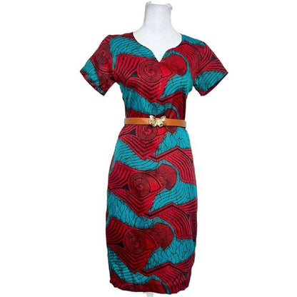 Red African Print Dress