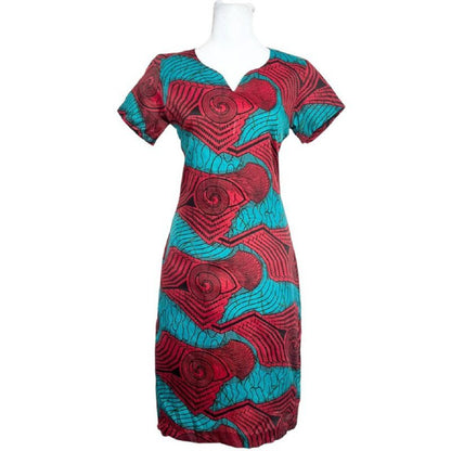 Red African Print Dress