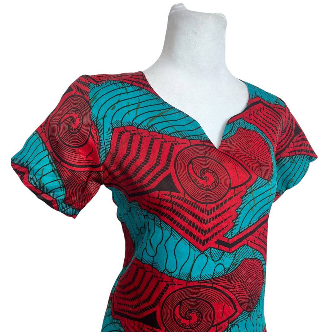 Red African Print Dress