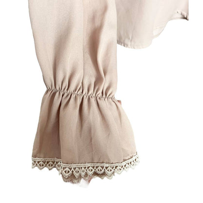 Beige Victorian-Inspired Lace Blouse