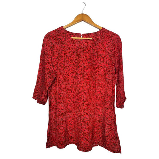 Red Printed Tunic Blouse