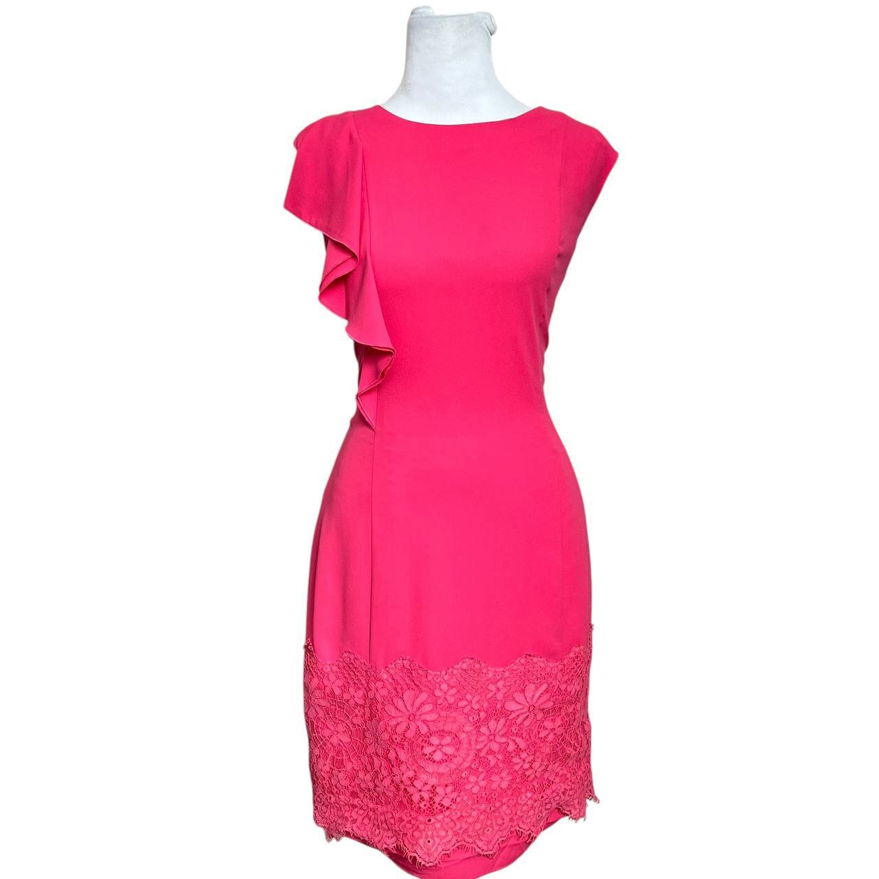 Pink Ruffled Lace Dress