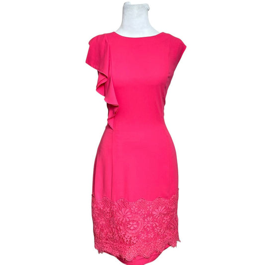 Pink Ruffled Lace Dress