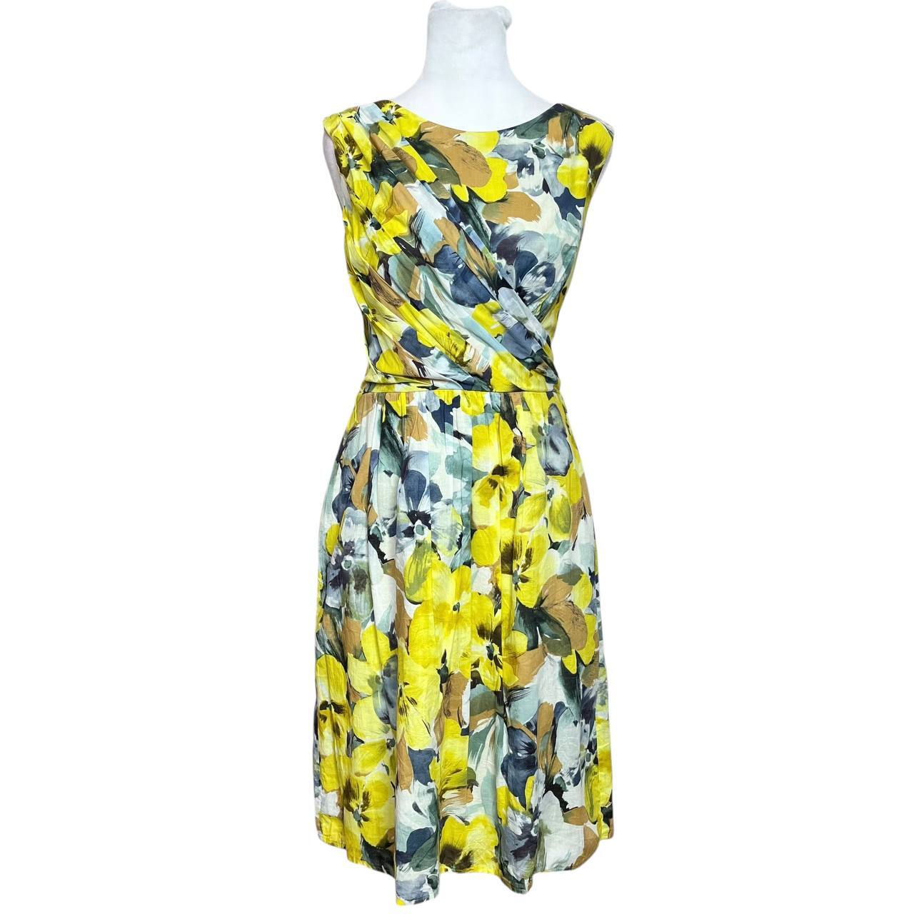 Yellow Gray Floral Dress