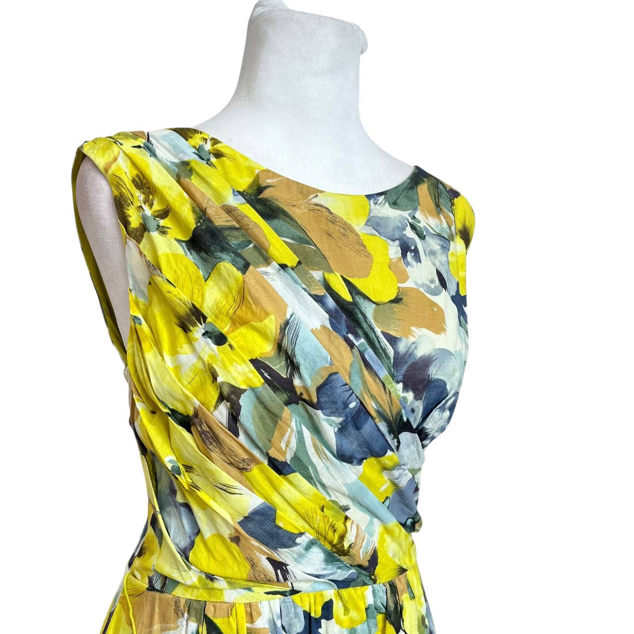 Yellow Gray Floral Dress