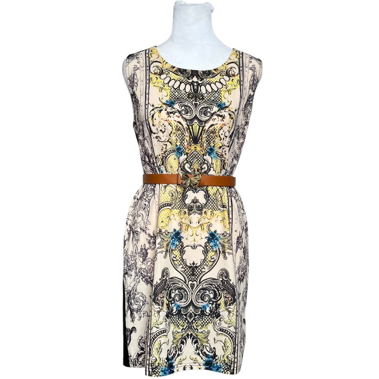 Beige Ornate Mini Dress