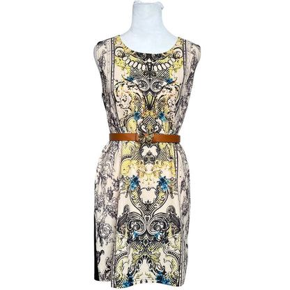 Beige Ornate Mini Dress