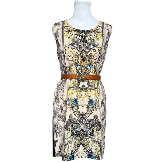 Beige Ornate Mini Dress