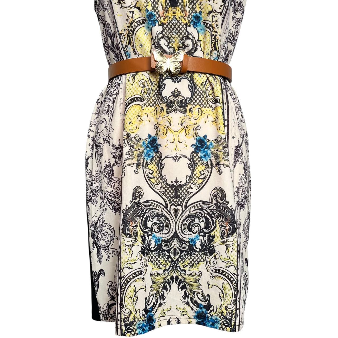 Beige Ornate Mini Dress