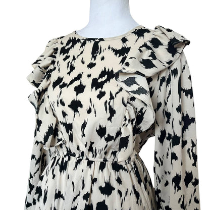 Abstract Ruffle Midi Dress