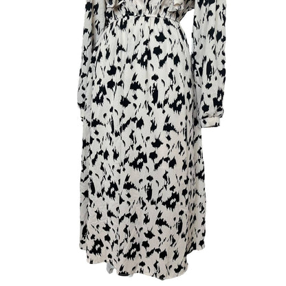 Abstract Ruffle Midi Dress