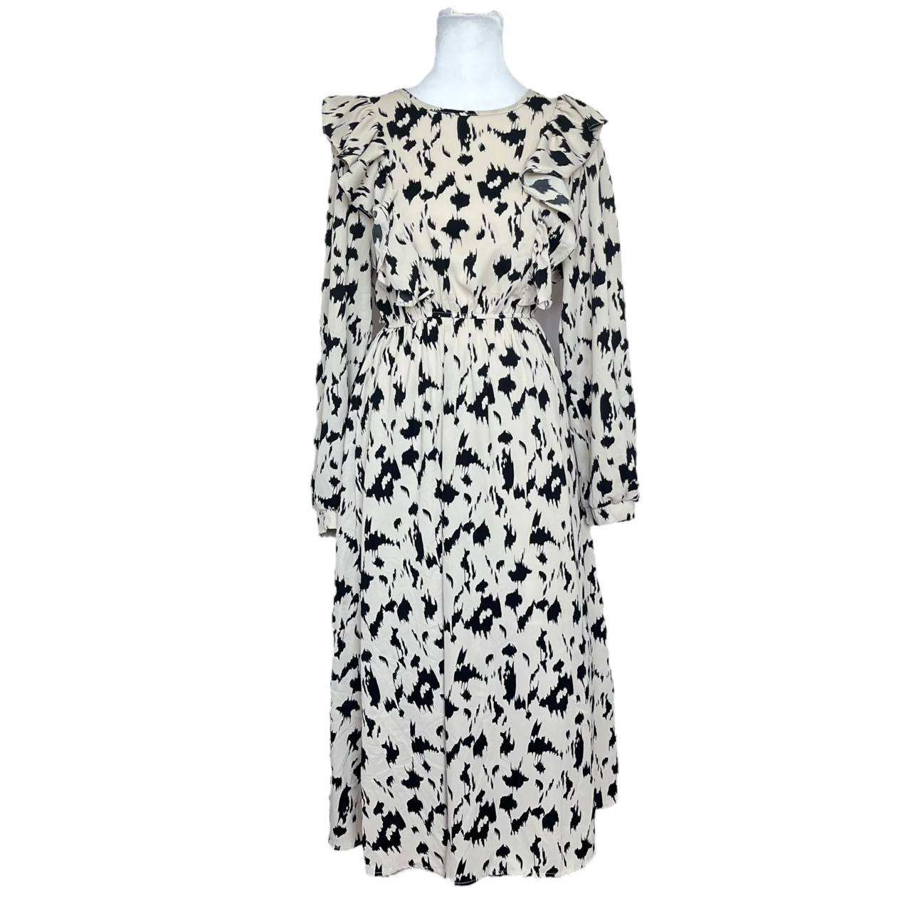 Abstract Ruffle Midi Dress
