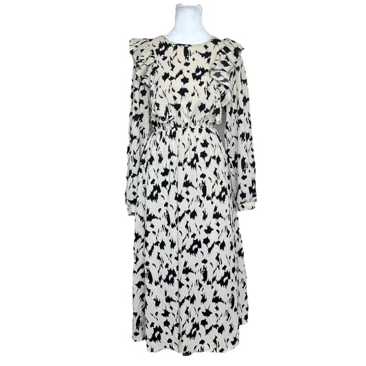 Abstract Ruffle Midi Dress