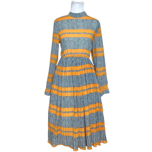Orange Gray Striped Dress