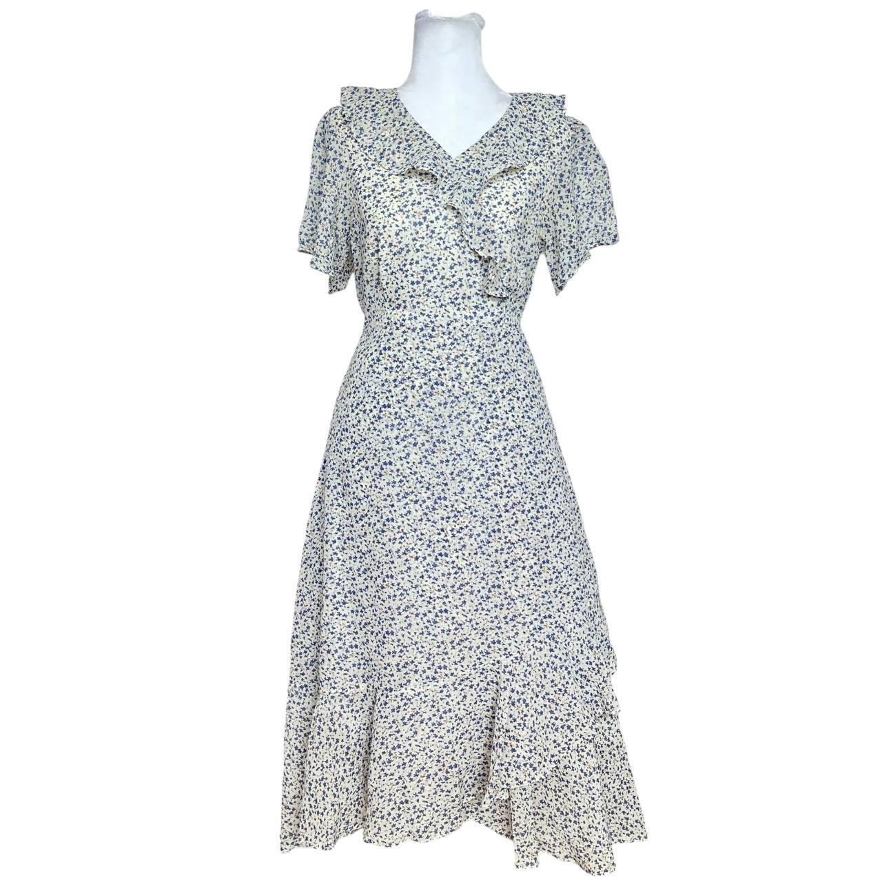 Navy White Wrap Dress