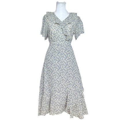 Navy White Wrap Dress