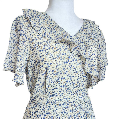 Navy White Wrap Dress