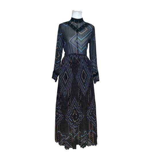 Navy Geometric Midi Dress