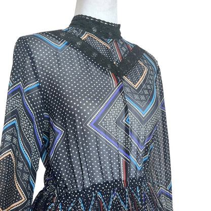 Navy Geometric Midi Dress