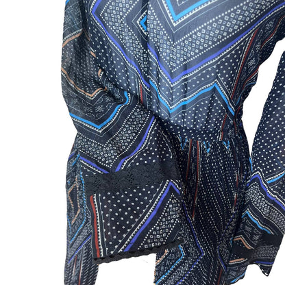 Navy Geometric Midi Dress