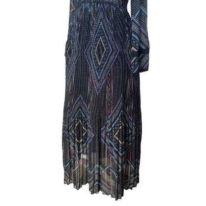 Navy Geometric Midi Dress