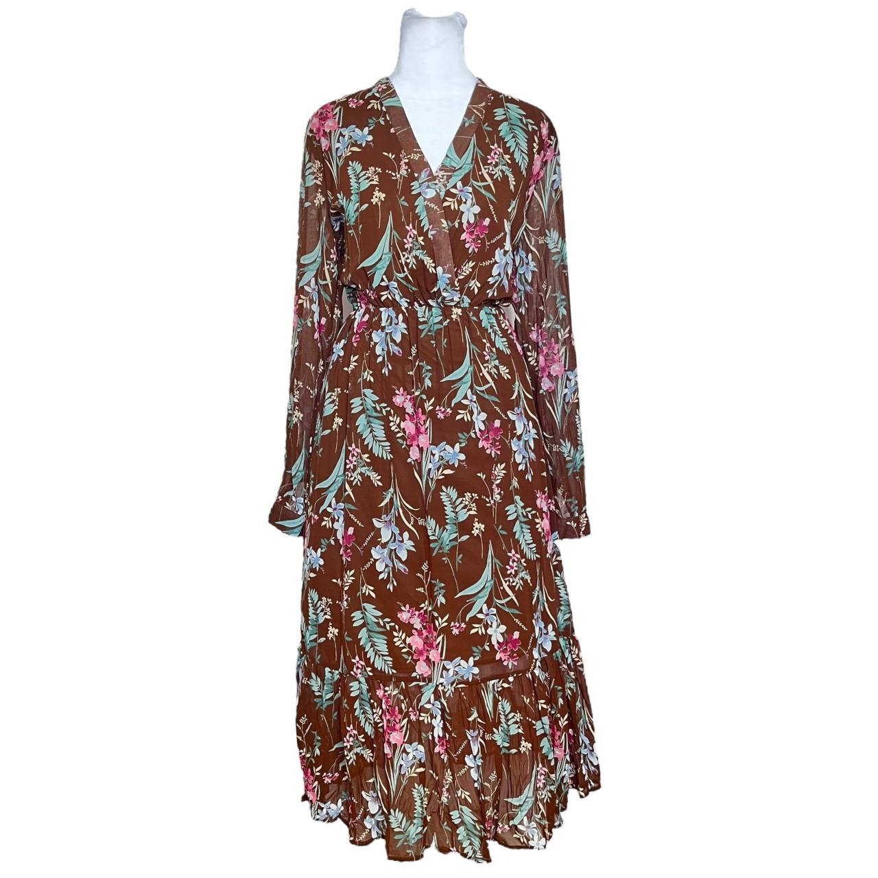 Floral Brown Midi Dress