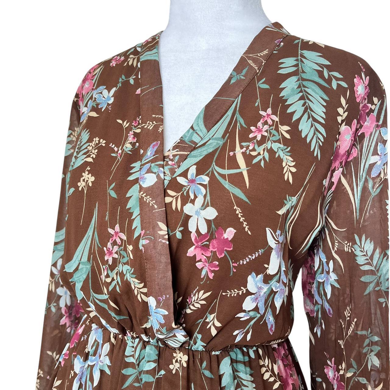 Floral Brown Midi Dress