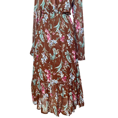 Floral Brown Midi Dress