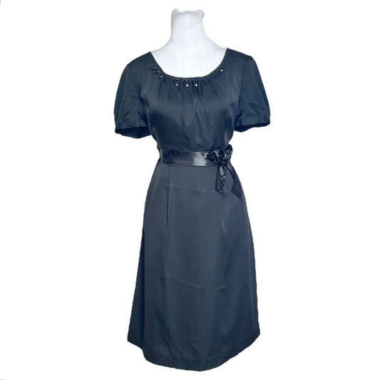 Satin Black Ribbon Dress