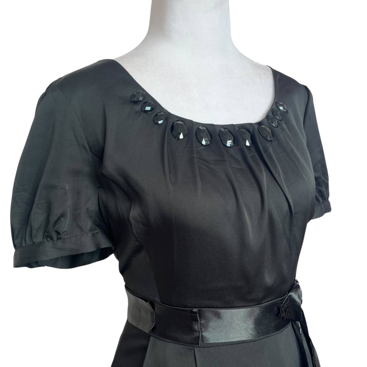 Satin Black Ribbon Dress