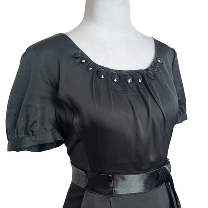 Satin Black Ribbon Dress