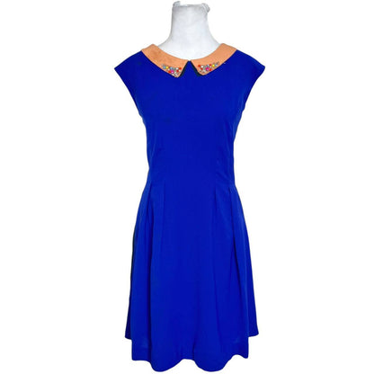 Navy Tan A-Line Dress
