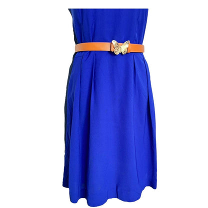 Navy Tan A-Line Dress