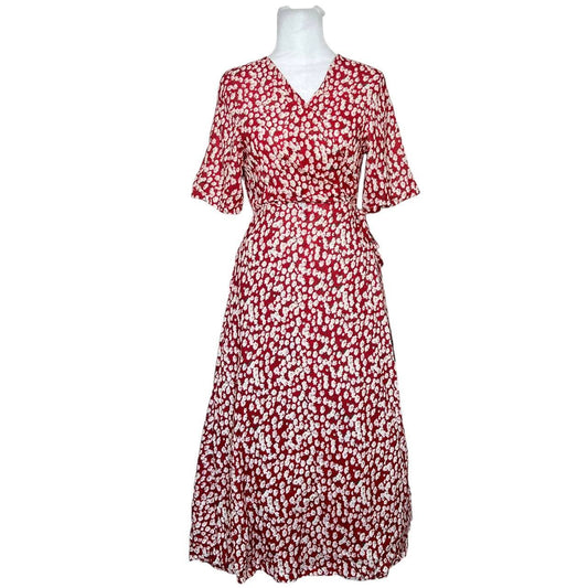 Burgundy Floral Wrap Dress