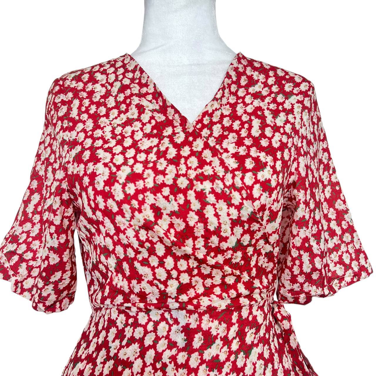 Burgundy Floral Wrap Dress