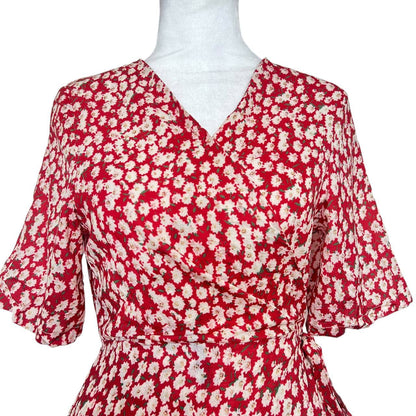 Burgundy Floral Wrap Dress