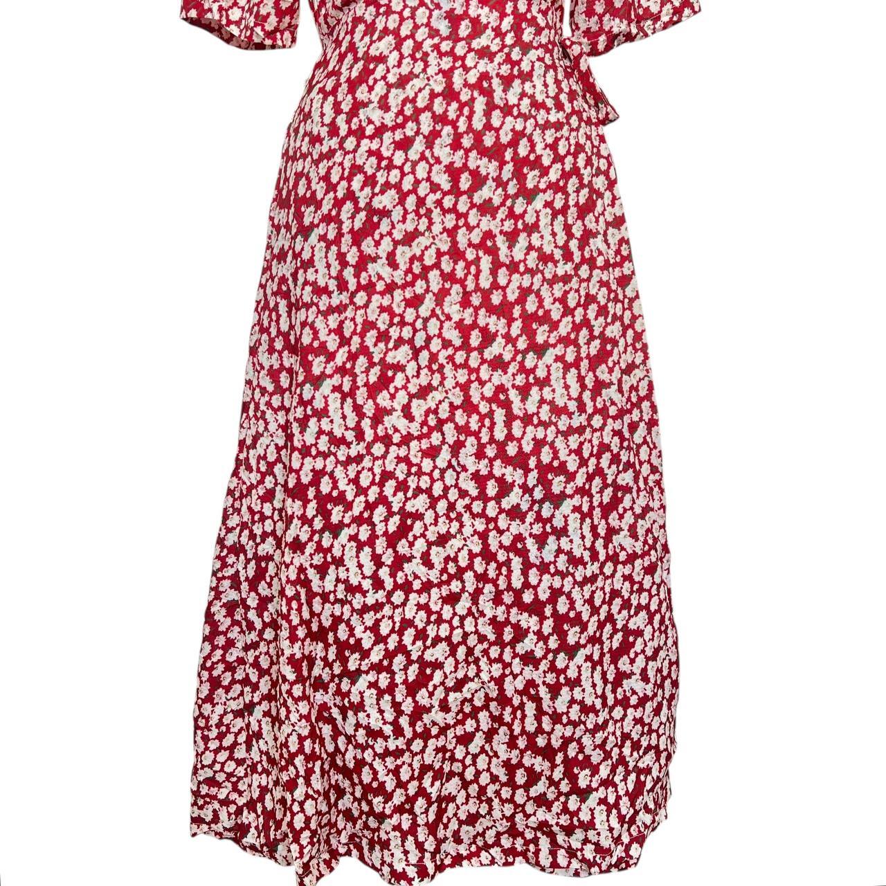 Burgundy Floral Wrap Dress