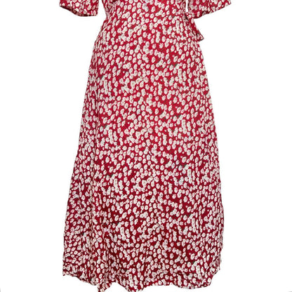 Burgundy Floral Wrap Dress