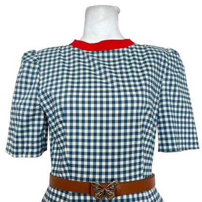 Blue Gingham Midi Dress