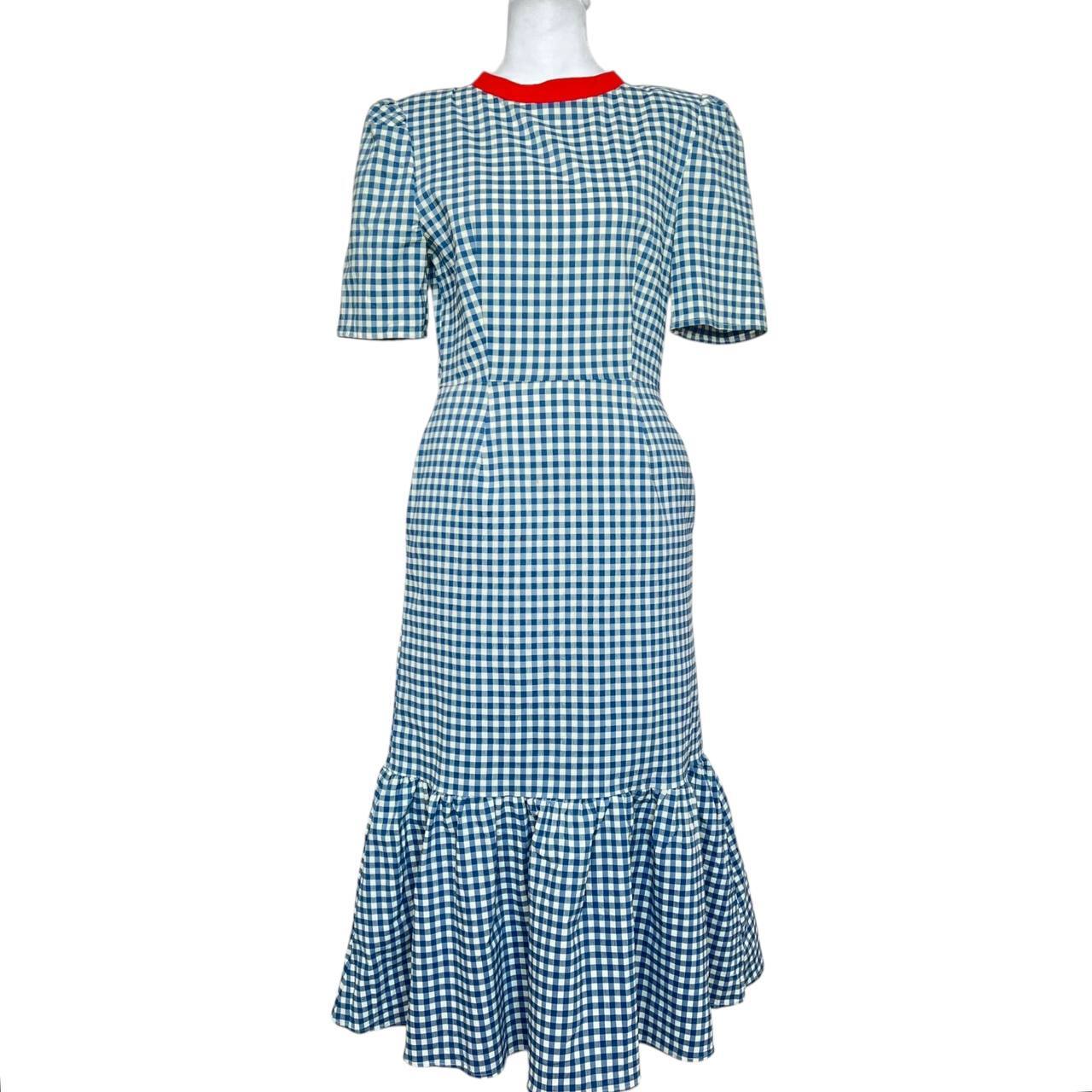 Blue Gingham Midi Dress